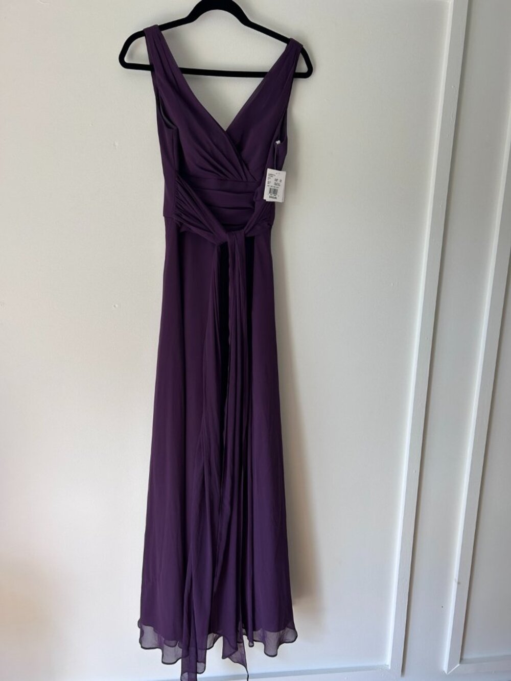 David’s Bridal Plum Chiffon Bridesmaid Formal Gown Size 6 NWT